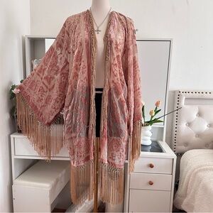 Vintage Bohemian Fringe Kimono Cardigan